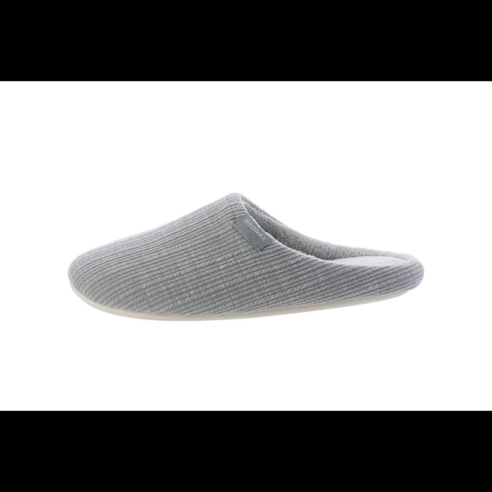 BRONAX Grey Slippers for Women Fur Lined Memory Foam Indoor House Shoes 7/8